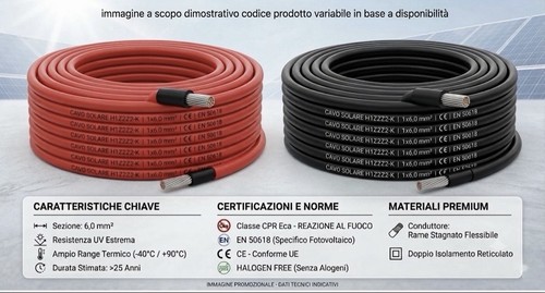 Cavo solare 6mm - 6mm², rosso